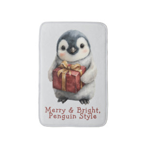 Merry & Bright Penguin Christmas Bath Mat