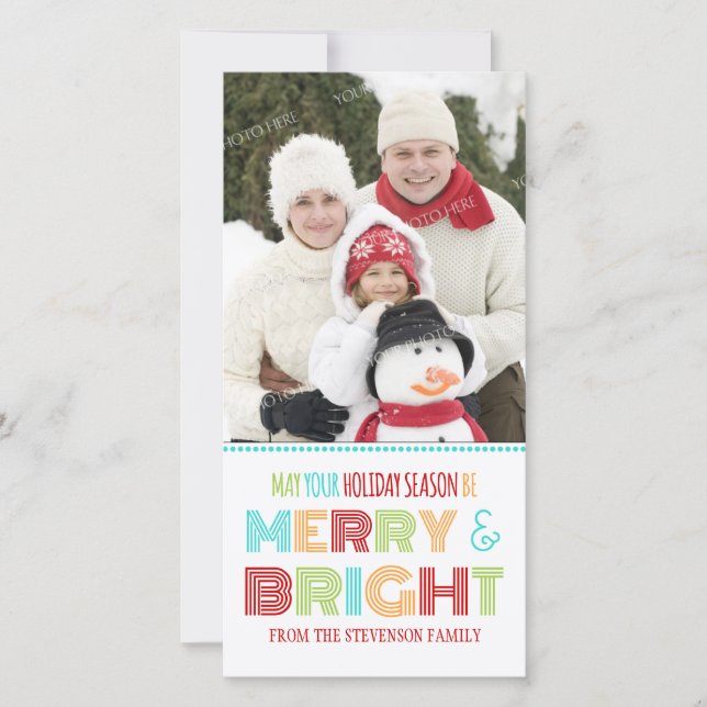 Merry & Bright Photo Card Colourful Christmas (Front)