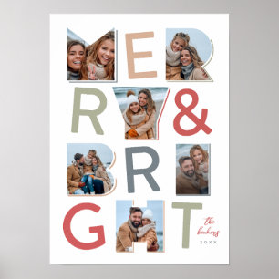 Merry & Bright photo collage design Poster