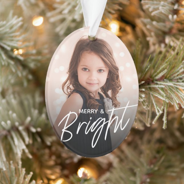 Merry & Bright | Photo Holiday Ornament (Tree)