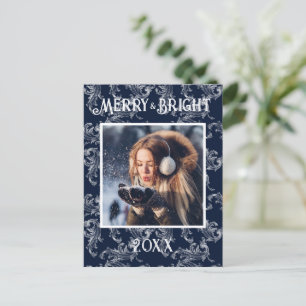 Merry & Bright Photo Navy Blue Holiday