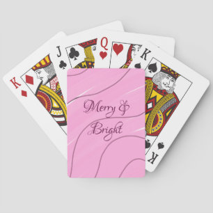 Merry & Bright pink curly doodle design girly mode Playing Cards