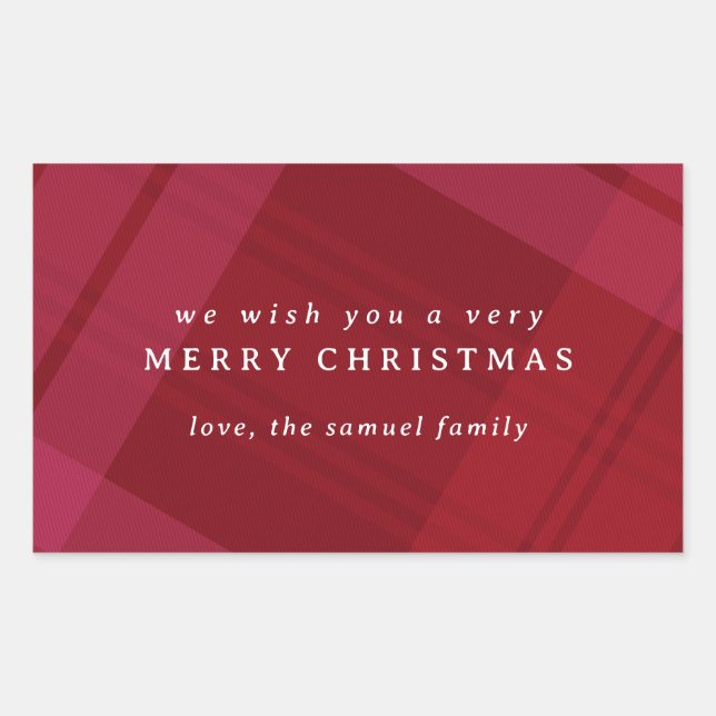 Merry bright red Christmas plaid simple holiday Sticker (Front)
