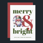 Merry & Bright Red Green Gnome Non-photo Christmas Holiday Card<br><div class="desc">Spread holiday cheer with our Merry & Bright Red Green Gnome Christmas Card! This whimsical, non-photo card features a festive red and green design, perfect for adding a touch of charm to your holiday greetings. With its cozy look, it’s ideal for sending warm wishes to family, friends, and loved ones....</div>