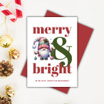 Merry & Bright Red Green Gnome Non-photo Christmas Holiday Card<br><div class="desc">Spread holiday cheer with our Merry & Bright Red Green Gnome Christmas Card! This whimsical, non-photo card features a festive red and green design, perfect for adding a touch of charm to your holiday greetings. With its cozy look, it’s ideal for sending warm wishes to family, friends, and loved ones....</div>