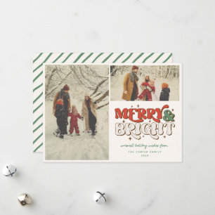 Merry & Bright Retro 2 Photo  Holiday Card