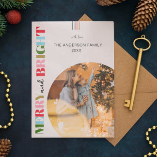 Merry & Bright Retro Christmas Photos  Holiday Card