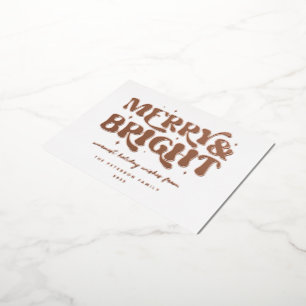 Merry & Bright Retro Foil Holiday Postcard