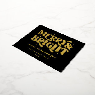 Merry & Bright Retro Foil Holiday Postcard