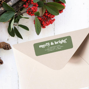 Merry Bright Retro Green Noël Adresse de retour