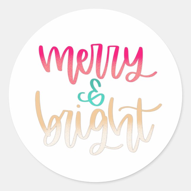 Merry & Bright Round Stickers (Front)