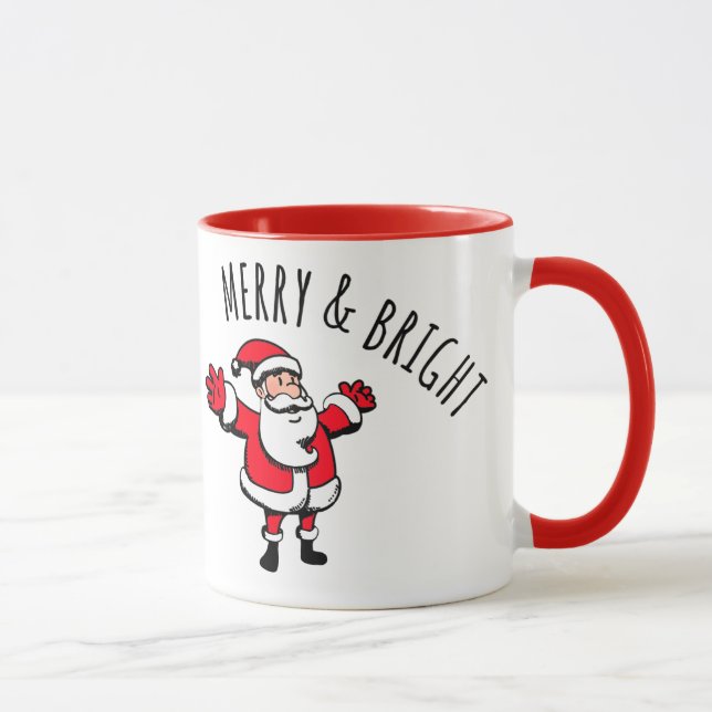 Merry & Bright Santa 11 oz Two-Tone Mug (Right)