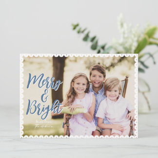 Merry & Bright Scallop Christmas Card