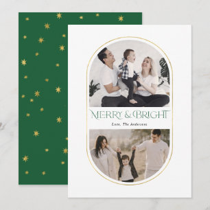 Merry & Bright Simple Arch Christmas family photos Holiday Card