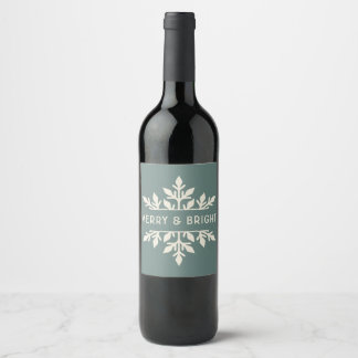 Merry & Bright Snowflake Wine Label | Blue Spruce