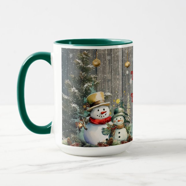 Merry & Bright Snowman Mug (Left)