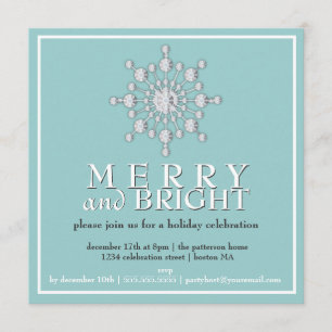 Merry & Bright Sparkle Snowflake Holiday Party Invitation
