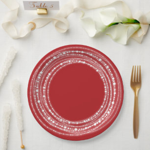 Merry & Bright Sparkles Chic Holiday Paper Plate