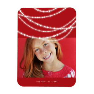 Merry & Bright Sparkling Lights Christmas Photo Magnet