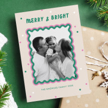 Merry & Bright Squiggle Frame Pink + Green