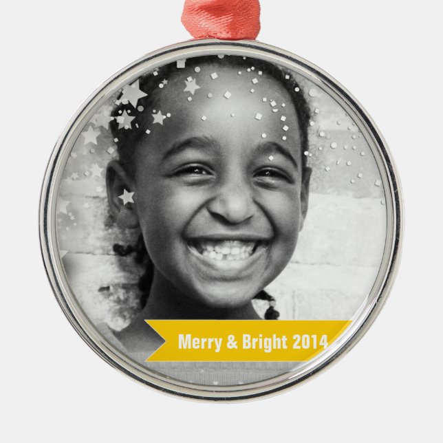 Merry & Bright Stars & Banners Metal Ornament (Front)