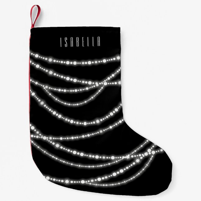 Merry & Bright Stylish Draping Sparkling Lights Small Christmas Stocking (Front)