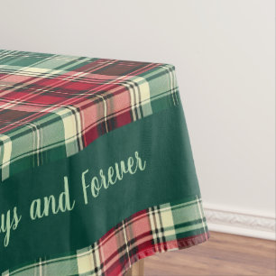 Merry & Bright Tartan Plaid Christmas Tablecloth