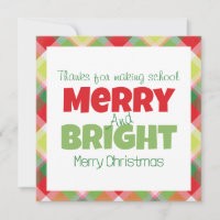 Merry & Bright Teachers Thank You Card