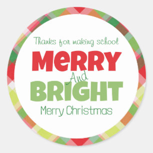 Merry & Bright Teachers Thank You Sticker