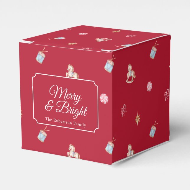 Merry & Bright Vintage Christmas Favor Box (Front Side)