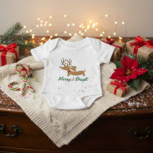 Merry & Bright Wiener Dog Christmas Outfit Baby