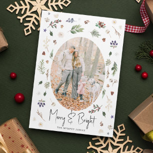 Merry & Bright Winter Foliage Photo  Holiday Card