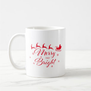 Merry & Bright with Santa & Sleigh Coffee Mug