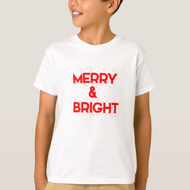 Merry & Bright with snowflakes T-Shirt (Front)