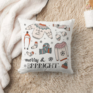 Merry & Brrright Winter Clothing Christmas Pillow