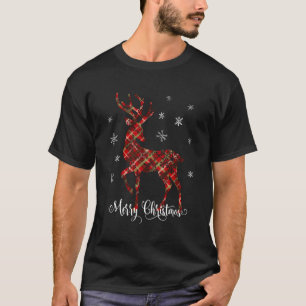Merry Buffalo Red Plaid Deer Snowflake Reindeer Fo T-Shirt