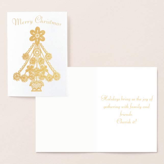 Merry C Christmas Ornate Tree Ornament Outline Foil Card (Display)