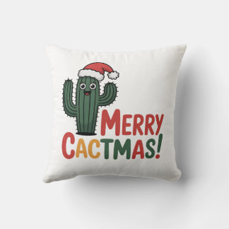Merry Cactmas Throw Pillow
