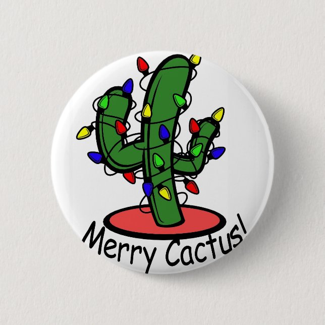 Merry Cactus 2 Inch Round Button (Front)