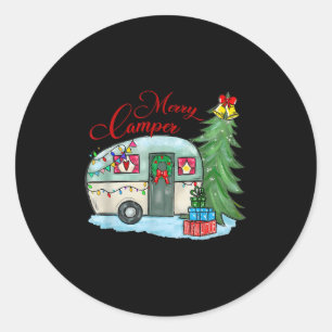Merry Camper Christmas Santa Camper Camng Truck Xm Classic Round Sticker