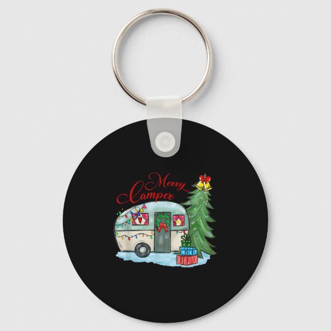 Merry Camper Christmas Santa Camper Camng Truck Xm Keychain (Front)