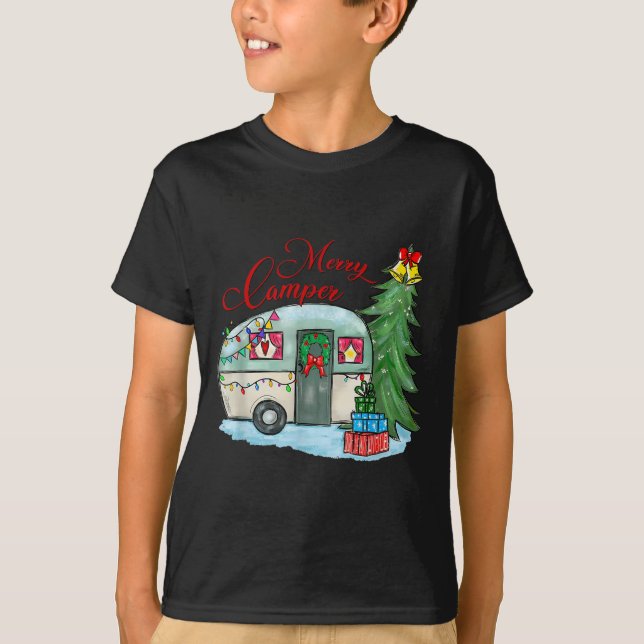 Merry Camper Christmas Santa Camper Camng Truck Xm T-Shirt (Front)