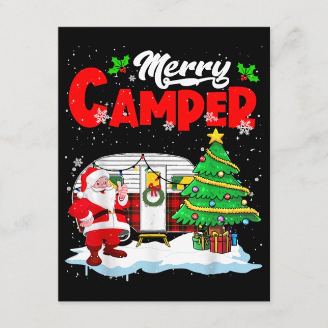 Merry Camper Christmas Santa Camper Camping Truck  Enclosure Card (Front)