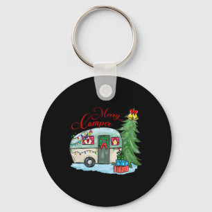 Merry Camper Christmas Santa Camper Camping Truck Keychain