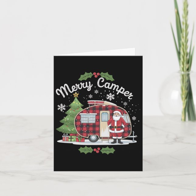 Merry Camper Christmas Santa Camping Truck Family  Card (Front)