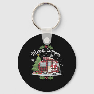 Merry Camper Christmas Santa Camping Truck Family Keychain