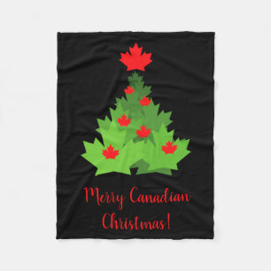 Merry Canadian Maple Leaf Flag Christmas Fleece Blanket