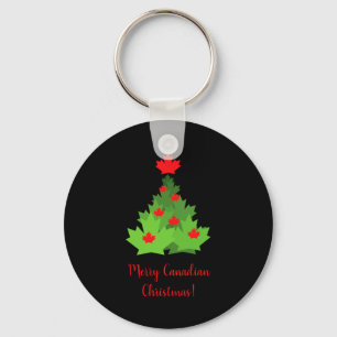 Merry Canadian Maple Leaf Flag Christmas Keychain