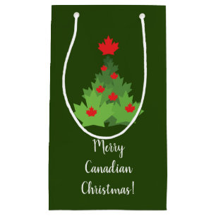 Merry Canadian Maple Leaf Flag Christmas Small Gift Bag