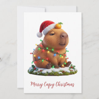 Merry Capy Christmas Unbothered Capybara Lights Holiday Card